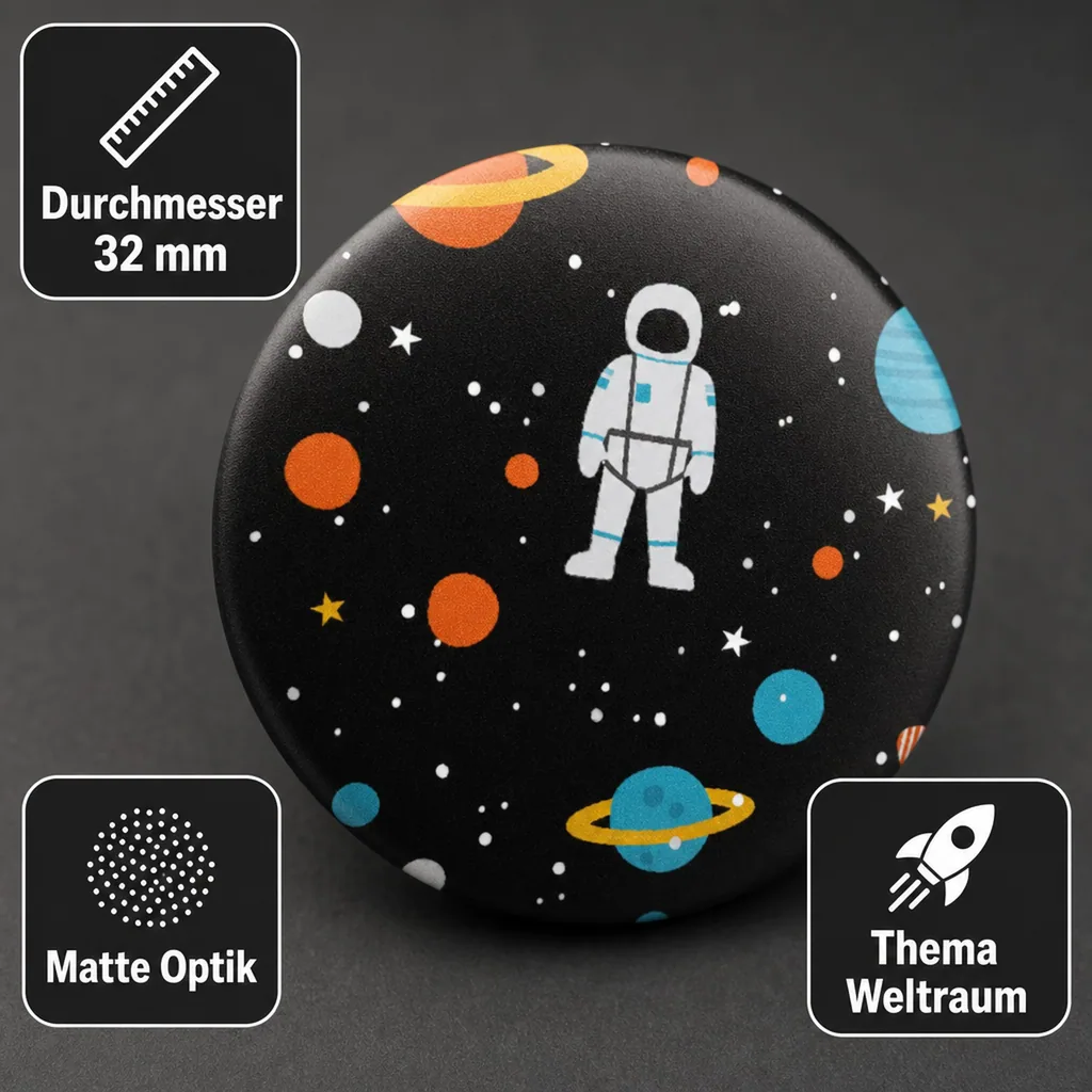Ava & Yves Kinder Button / Anstecker Weltraum