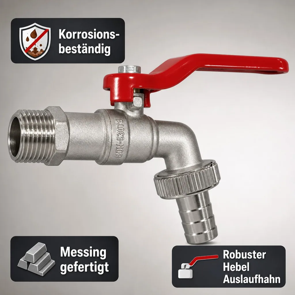 Auslaufventil 1 Zoll, Hebel Auslaufhahn, Garten Wasserhahn