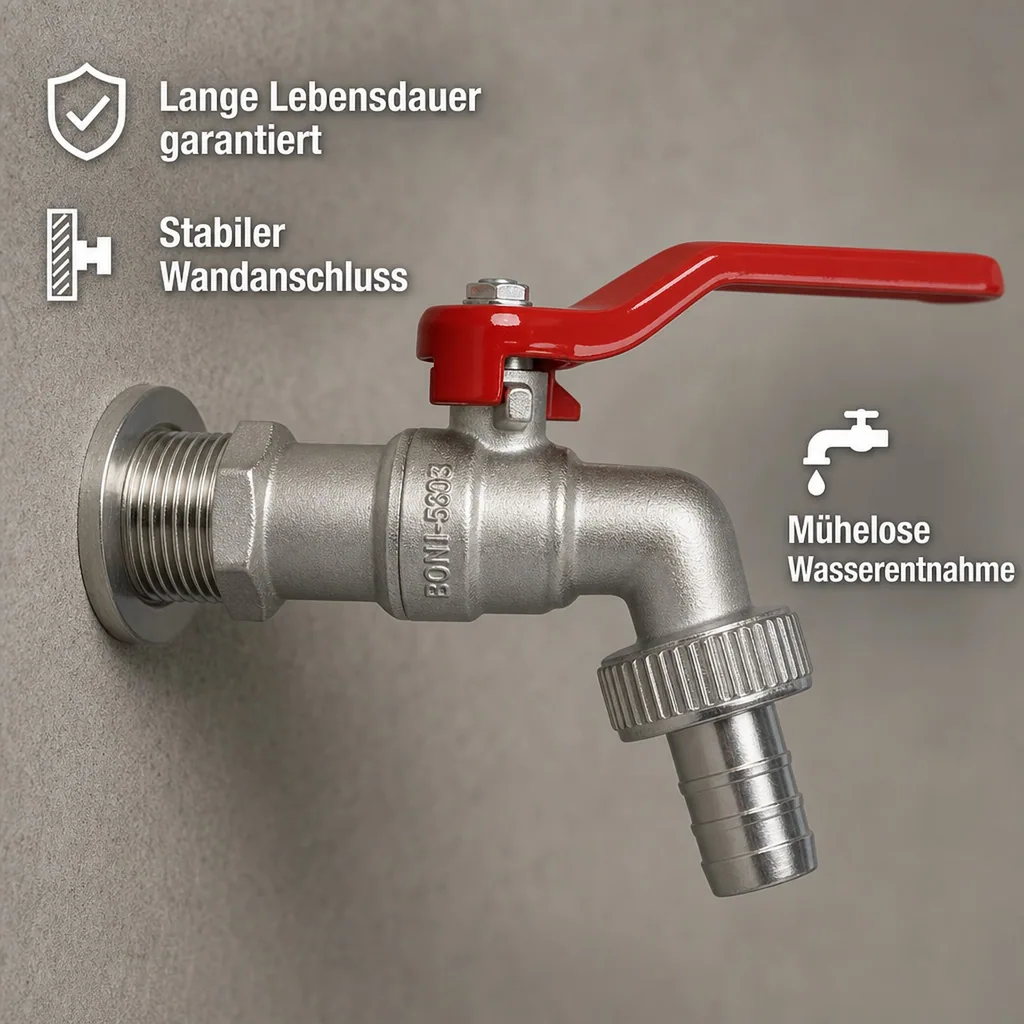 Auslaufventil 1 Zoll, Hebel Auslaufhahn, Garten Wasserhahn