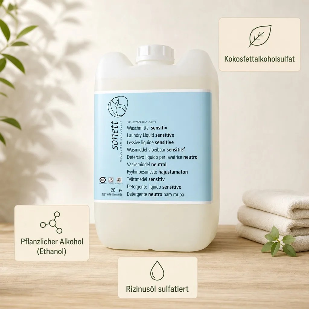 SONETT Waschmittel flüssig sensitiv 20 Liter ohne Duft- und Farbstoffe