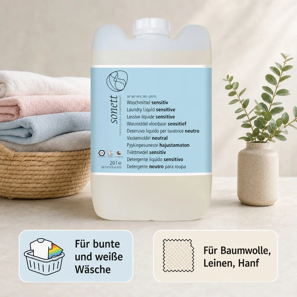SONETT Waschmittel flüssig sensitiv 20 Liter ohne Duft- und Farbstoffe