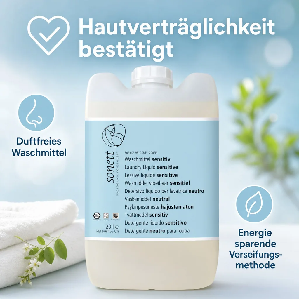 SONETT Waschmittel flüssig sensitiv 20 Liter ohne Duft- und Farbstoffe