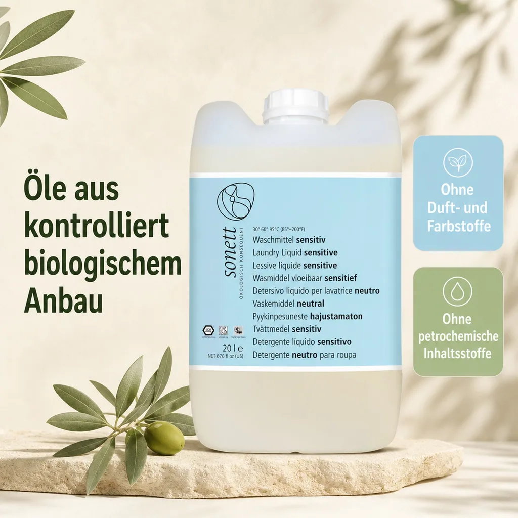 SONETT Waschmittel flüssig sensitiv 20 Liter ohne Duft- und Farbstoffe