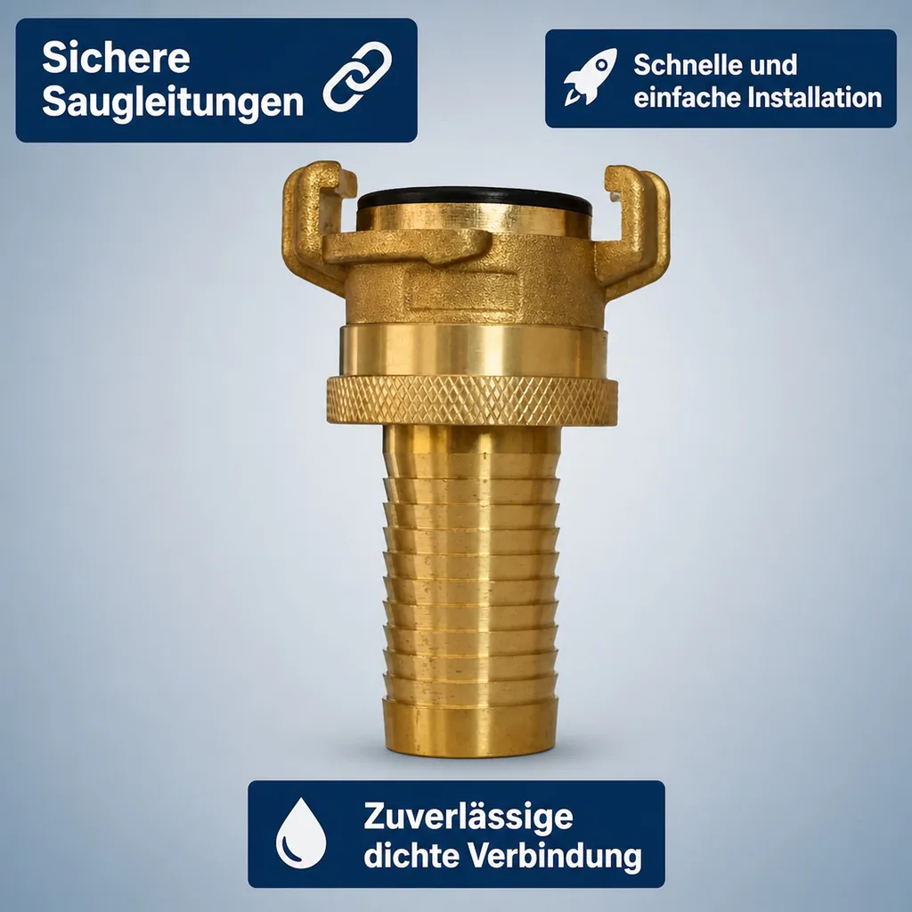 Saugkupplung 1 Zoll, Messing mit Kontermutter