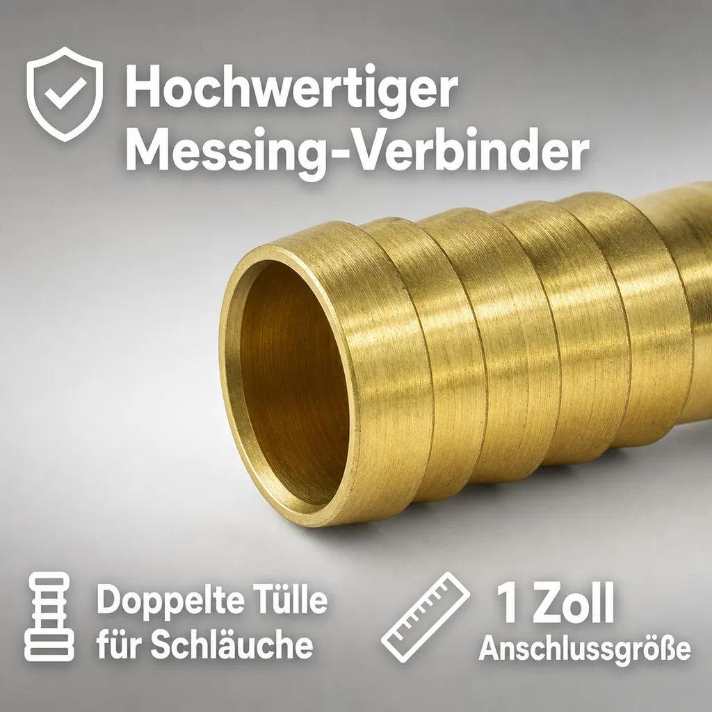 Messing  Schlauchverbinder/ doppelte Tülle 1" Zoll