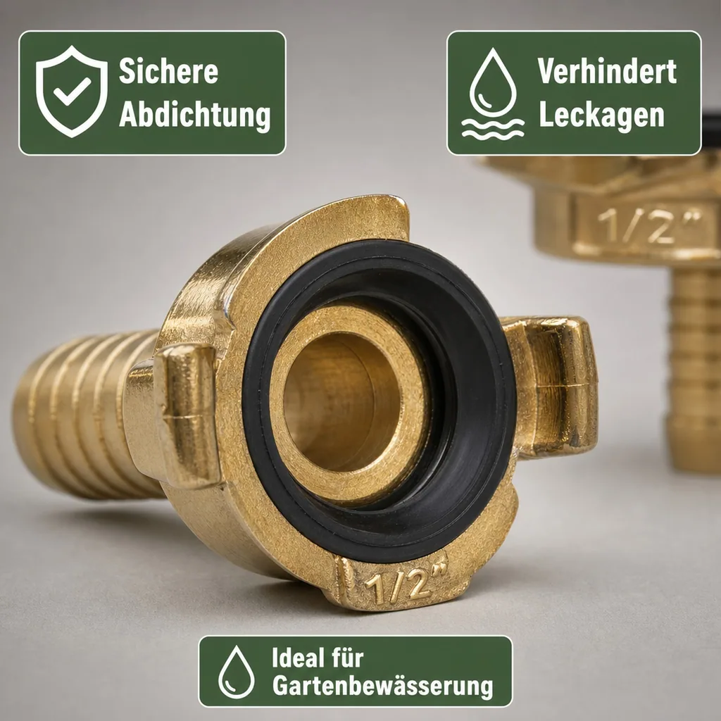 Schlauchverbinder Messing, 1/2 Zoll, Gartenschlauch Kupplung