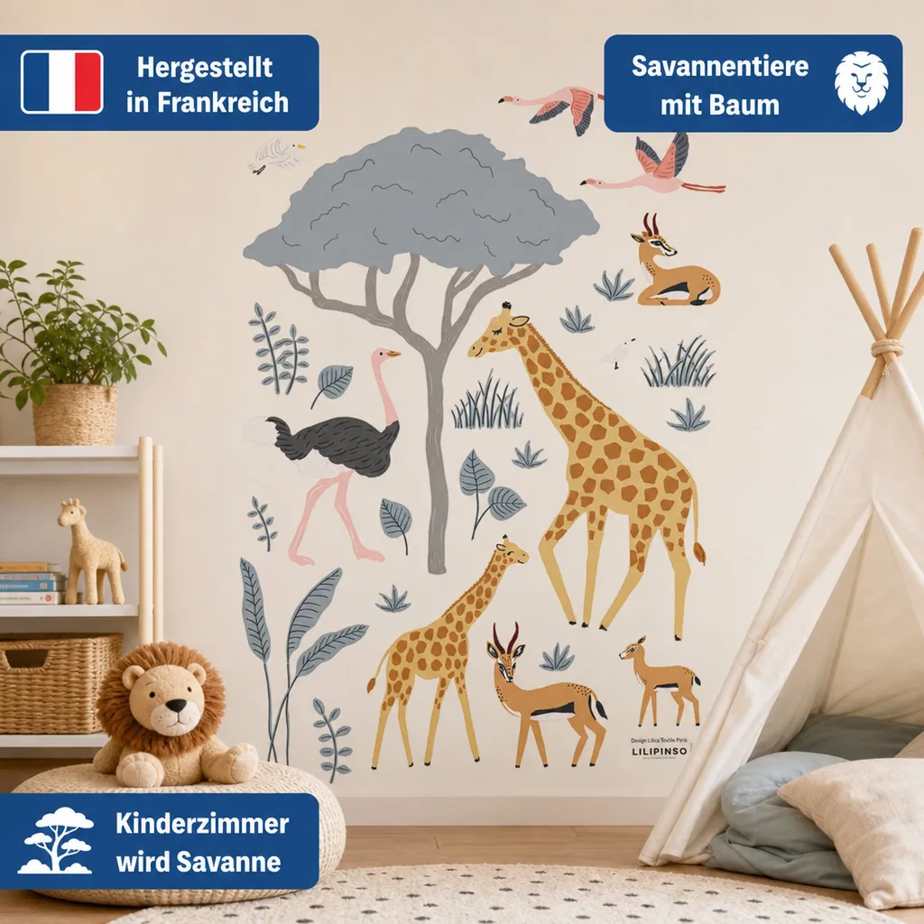 Lilipinso Wandsticker A3 Savannentiere mit Baum
