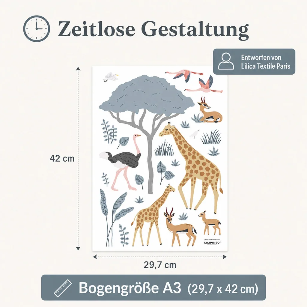Lilipinso Wandsticker A3 Savannentiere mit Baum