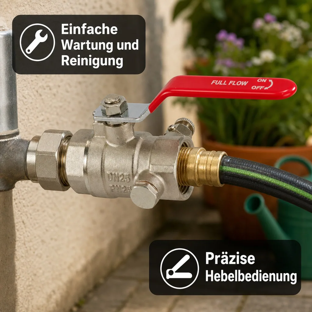 Kugelhahn 1/2 Zoll mit Entleerung, Messing, Hebel