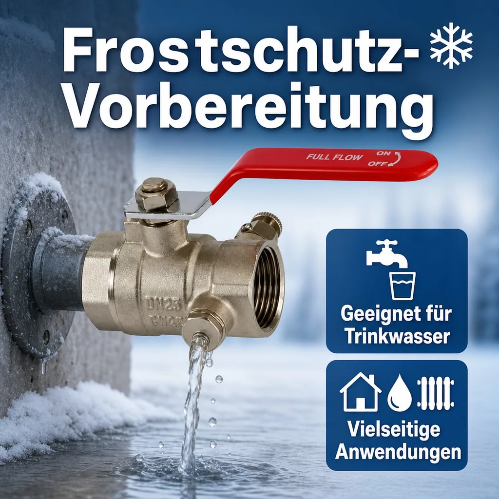 Kugelhahn 1 1/4 Zoll, Hebel, mit Entleerung