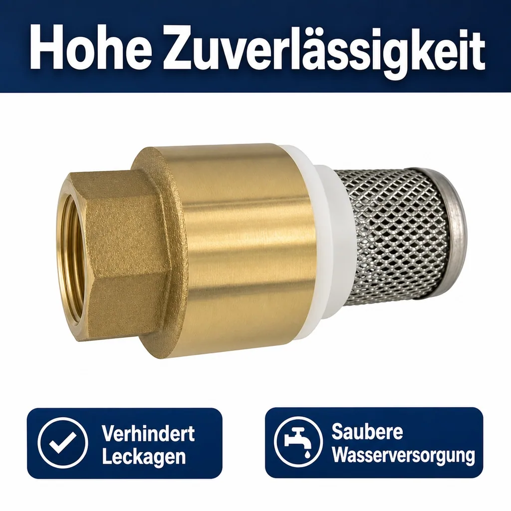 Saugkorb 3/4 Zoll, Messing Fussventil mit Rückschlagventil, Edelstahl