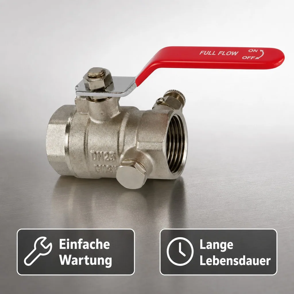 Kugelhahn 2 Zoll, mit Entleerung, Messing, Hebel