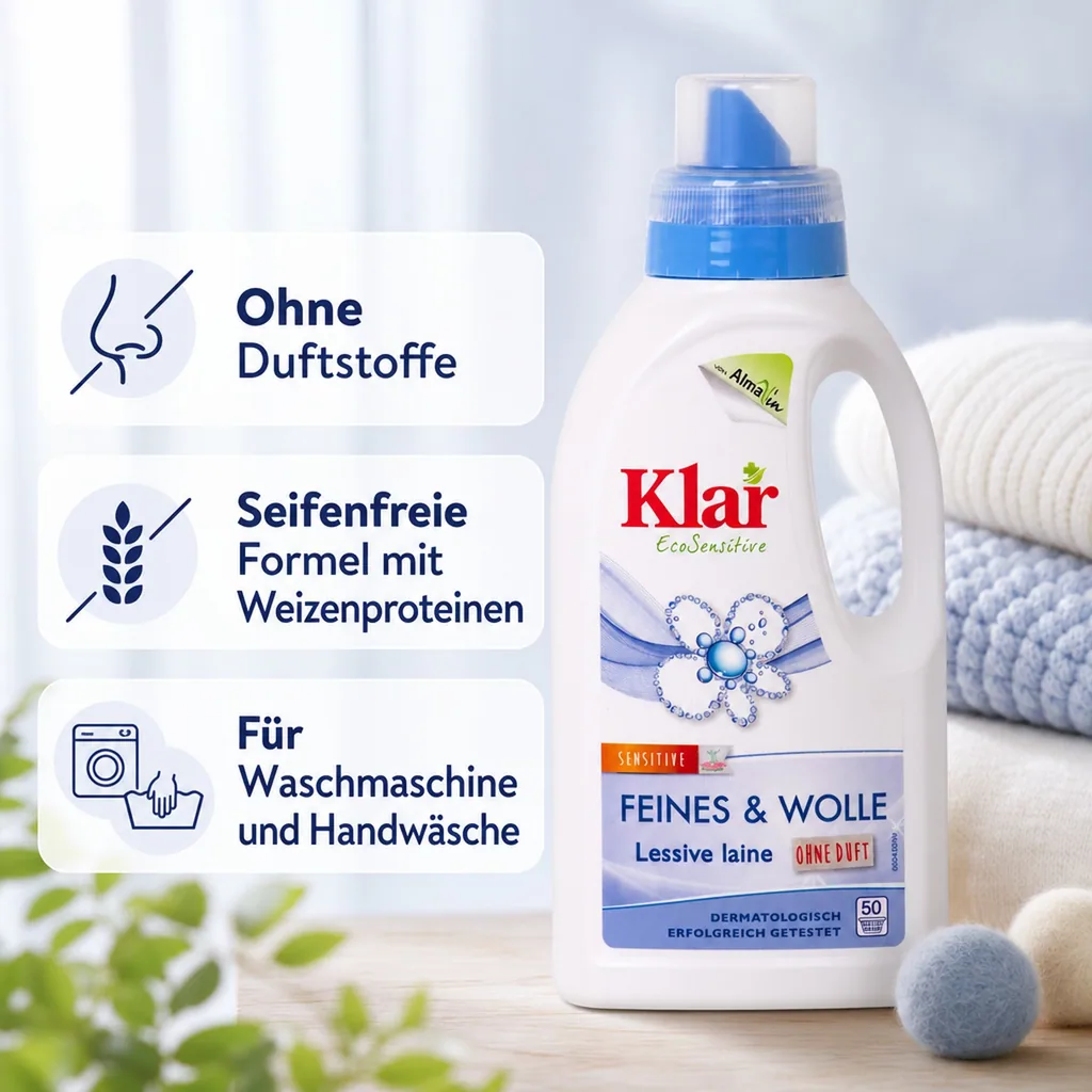 KLAR Feines & Wolle 500 ml Waschmittel ohne Duft