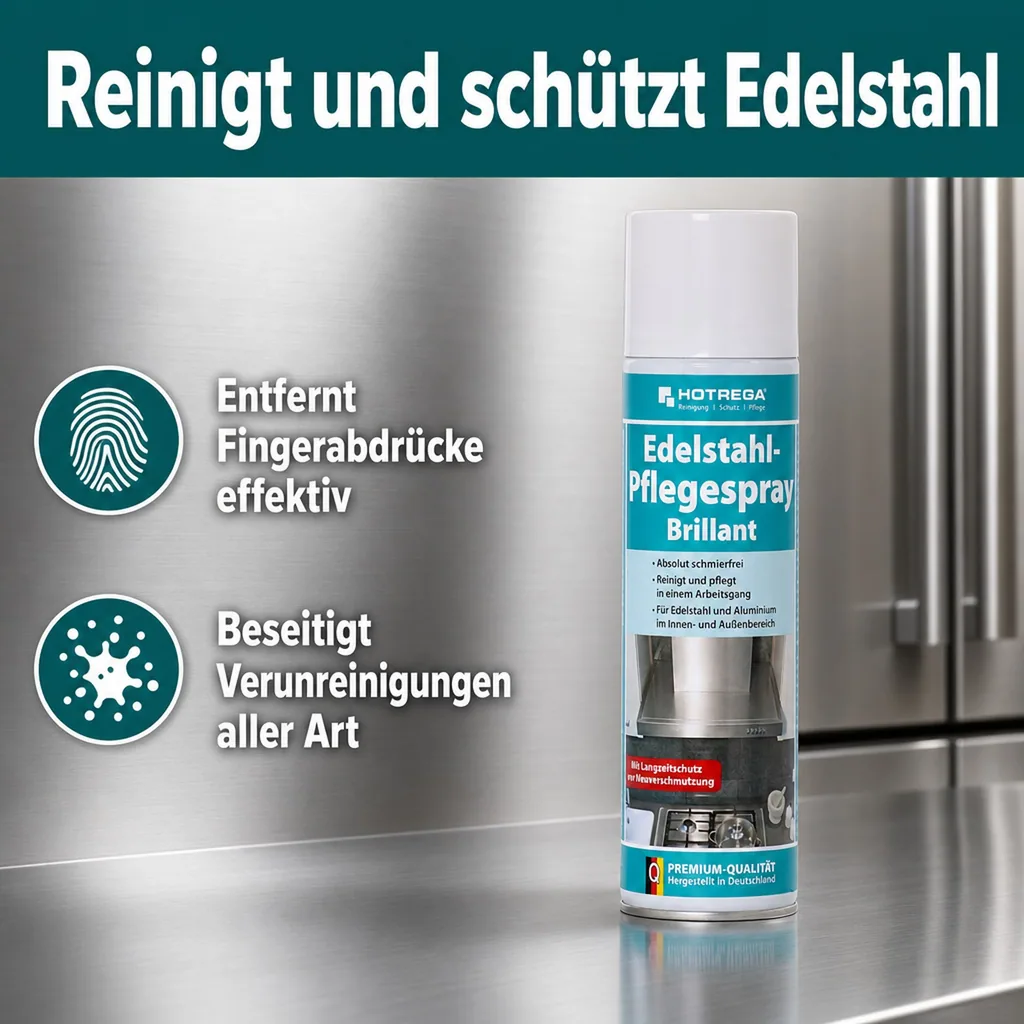 HOTREGA Edelstahl Pflegespray Brillant Spraydose 300ml