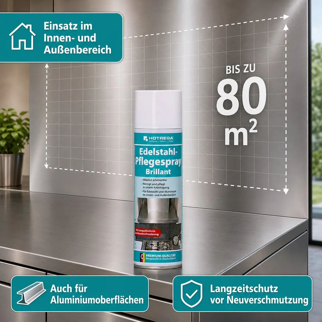 HOTREGA Edelstahl Pflegespray Brillant Spraydose 500ml