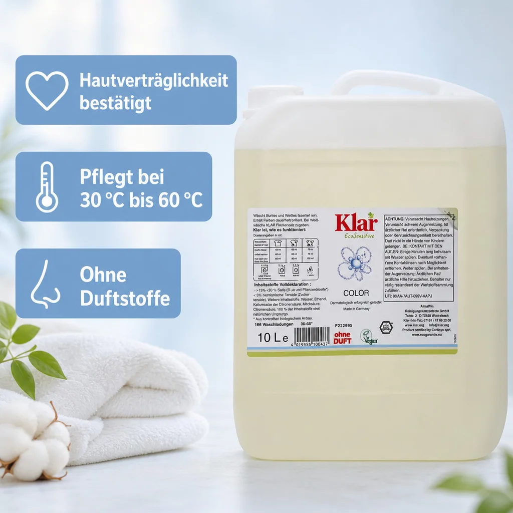 KLAR Color Waschmittel flüssig 10 Liter ohne Duft