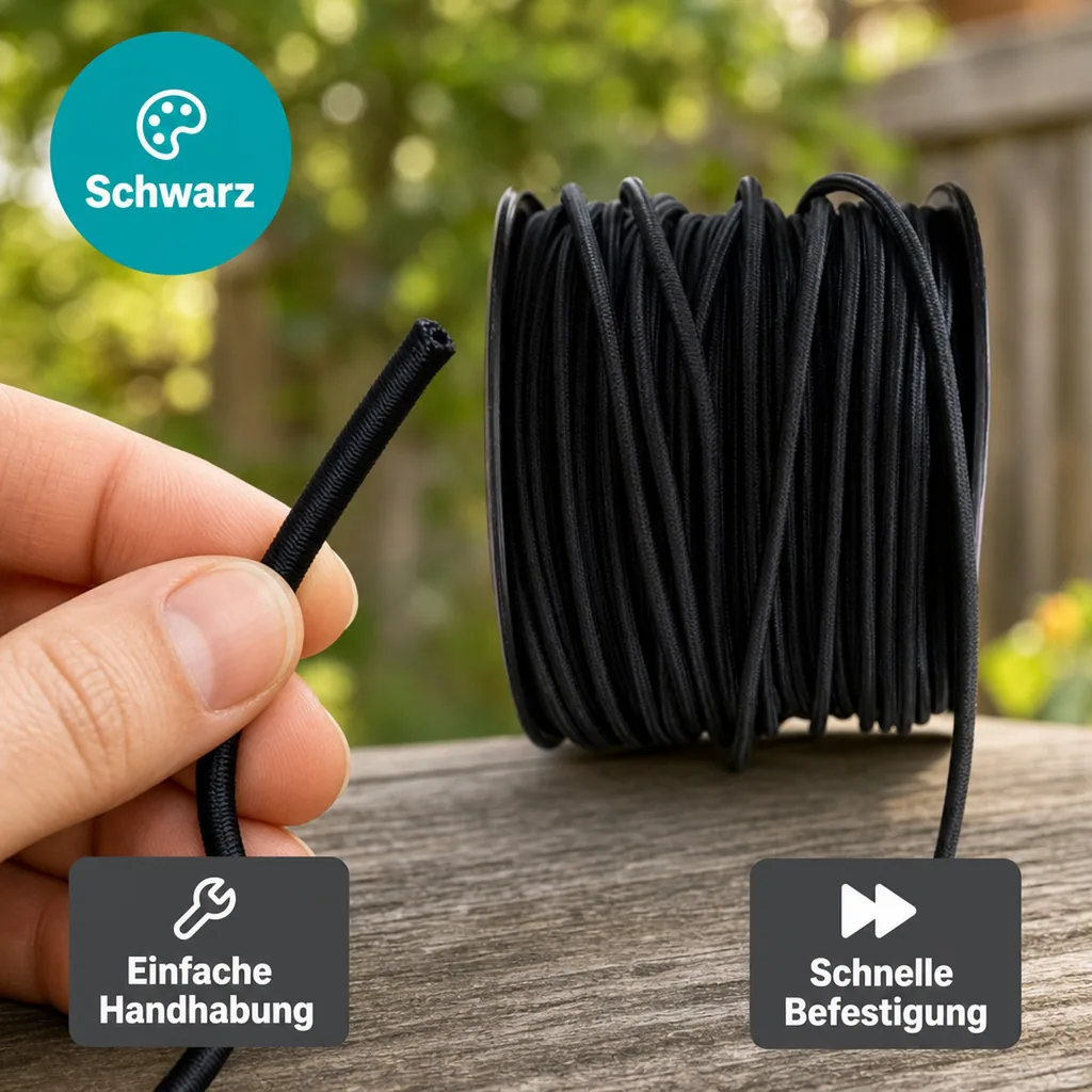 Expanderseil 8 mm schwarz, 10 m Gummiseil Meterware