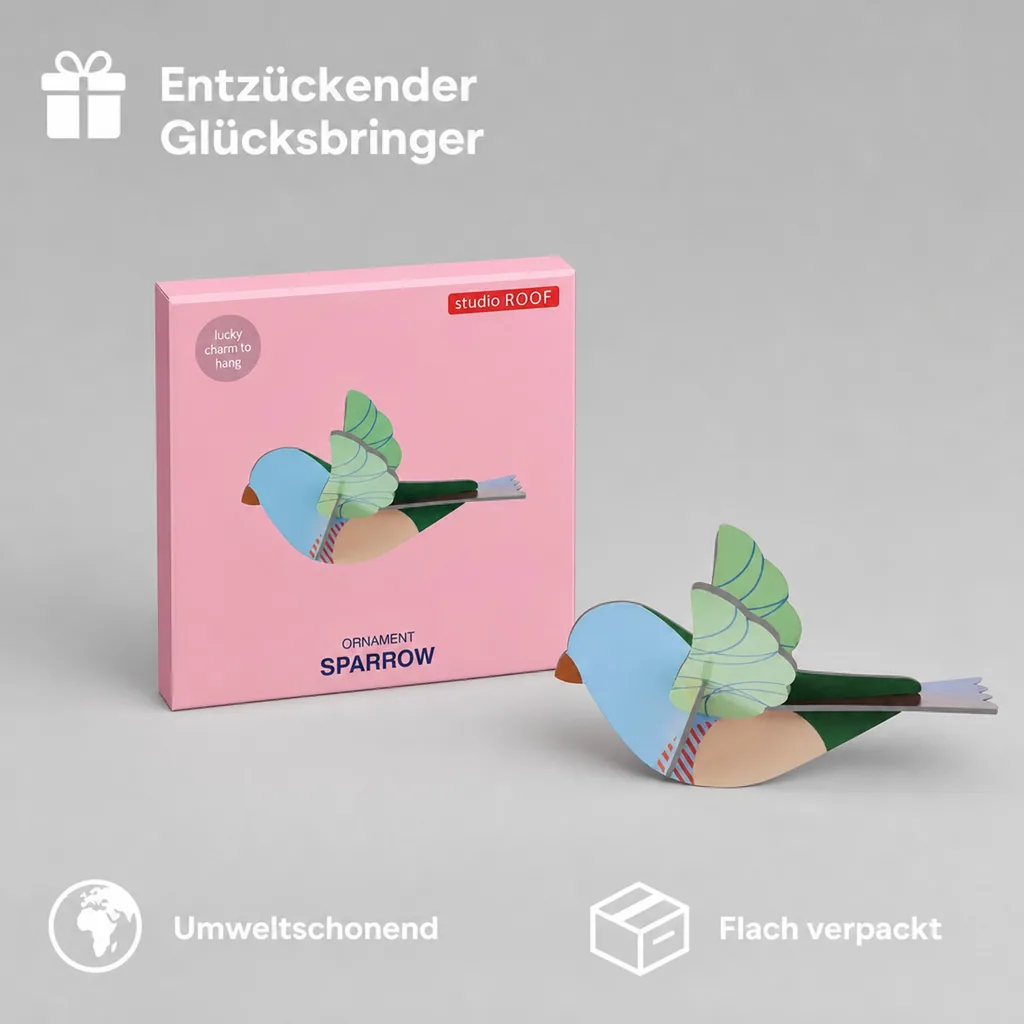 Studio ROOF Ornament, Bastel-Set, 3D Wandobjekt - Spatz