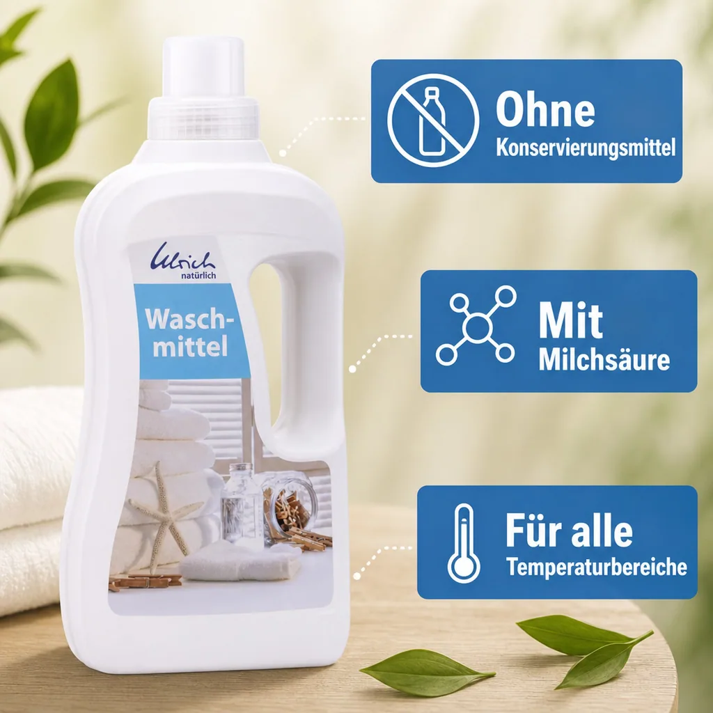 ULRICH natürlich Waschmittel 1 Liter flüssig NCP-vegan zertifiziert