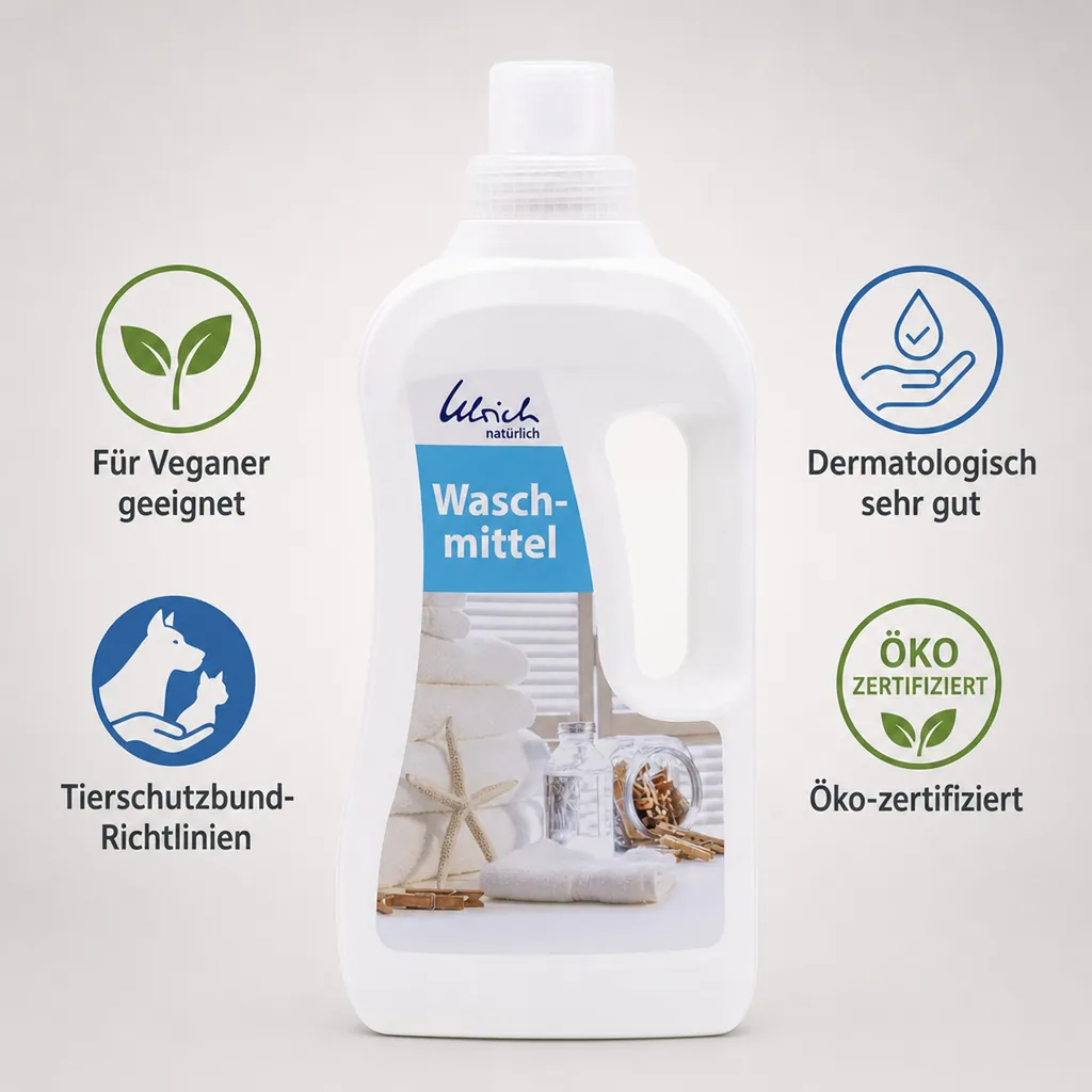 ULRICH natürlich Waschmittel 1 Liter flüssig NCP-vegan zertifiziert