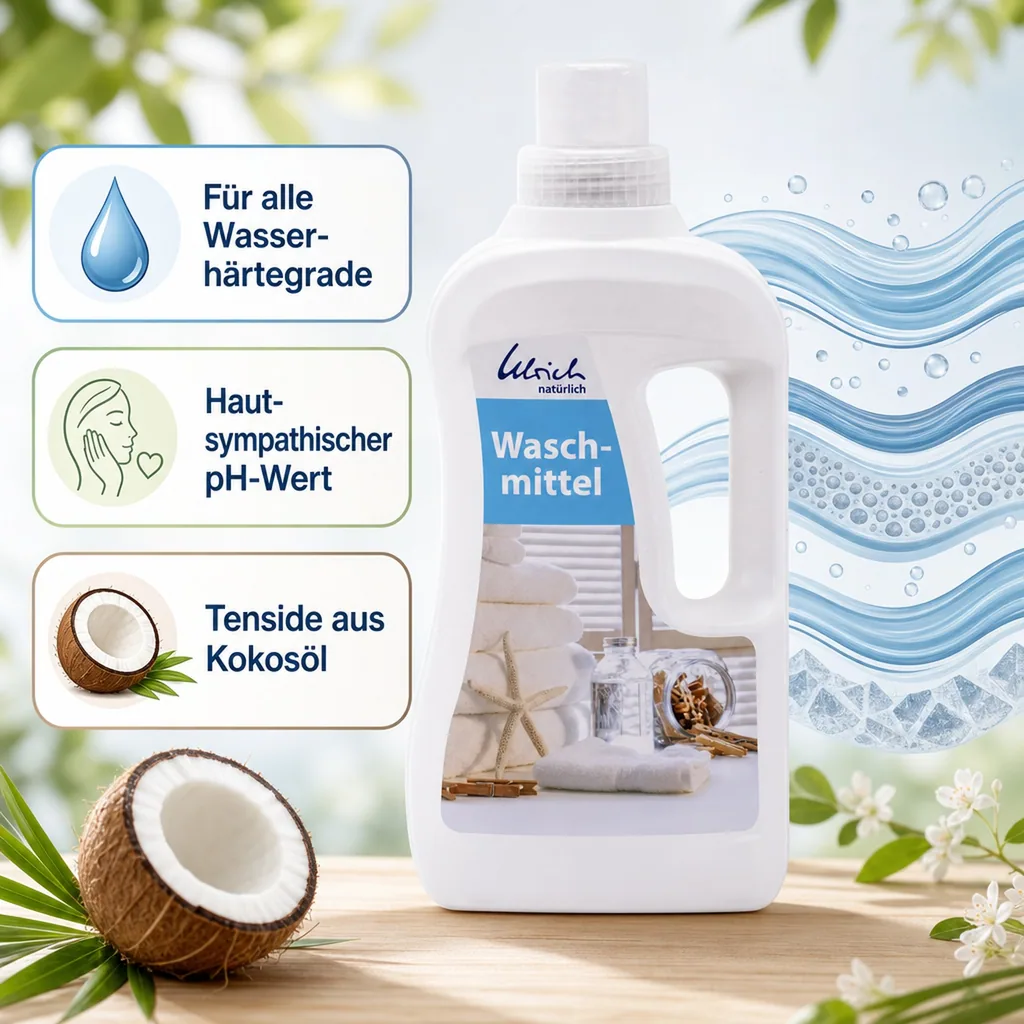 ULRICH natürlich Waschmittel 1 Liter flüssig NCP-vegan zertifiziert