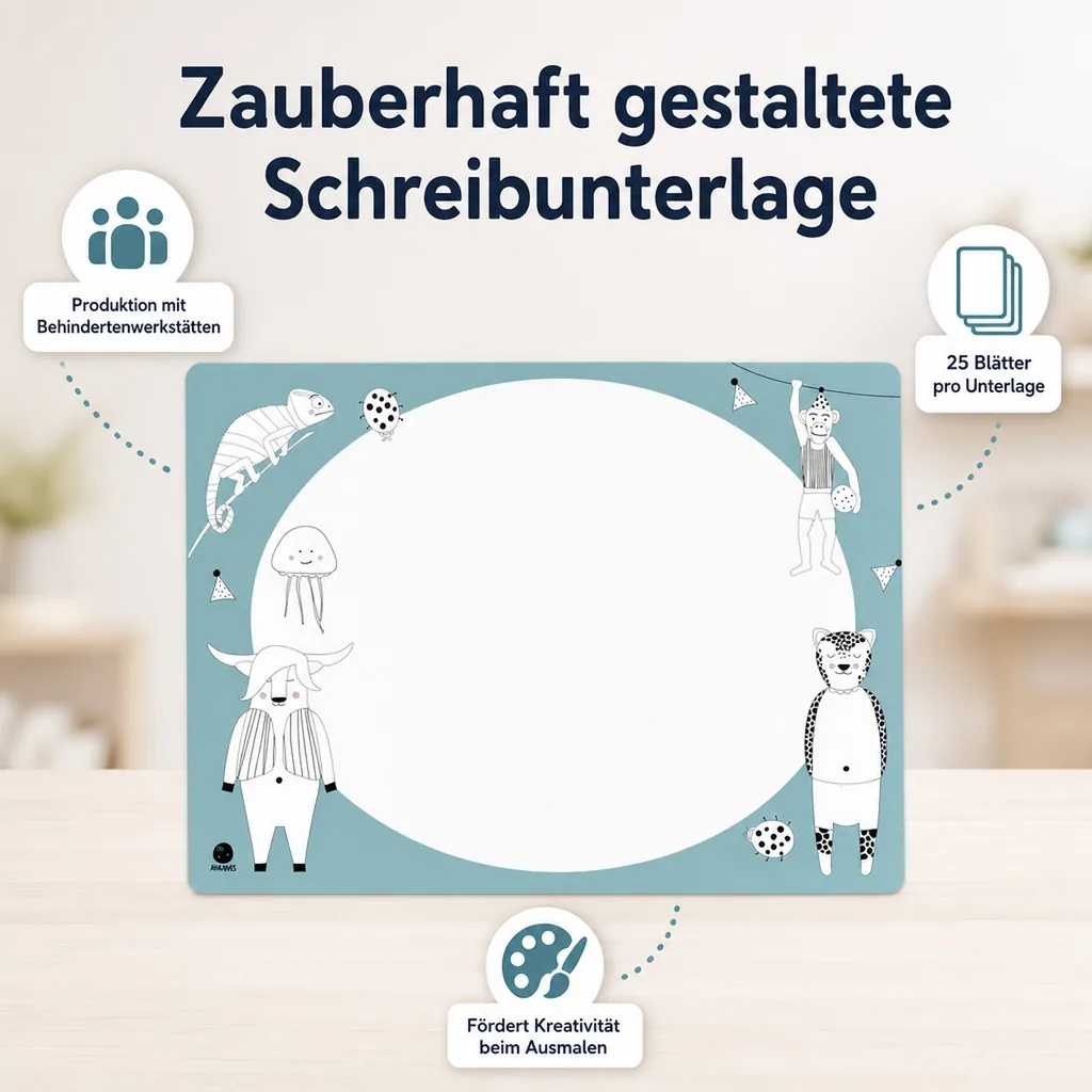 Ava & Yves Tischset / Schreibunterlage Ausmal Tiere