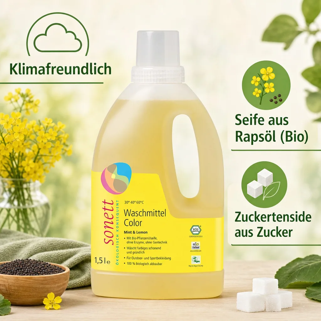 SONETT Waschmittel color Mint & Lemon flüssig 1,5 Liter