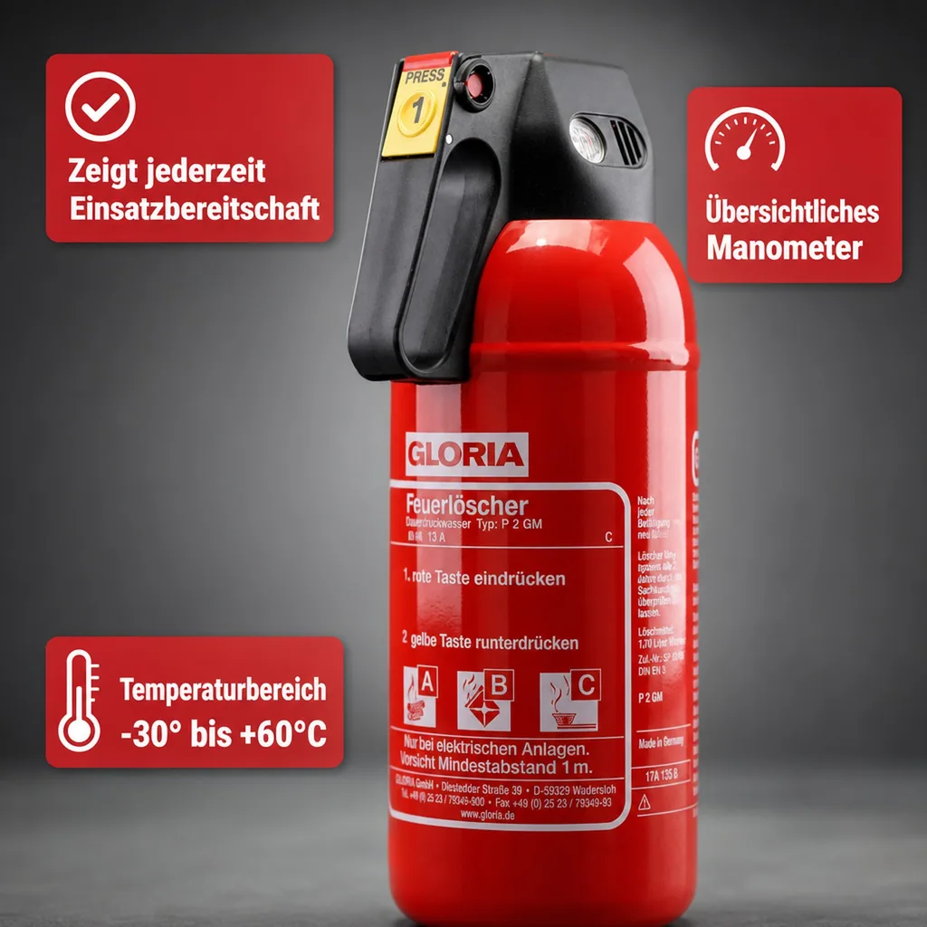 Feuerlöscher, Pulverlöscher - P 2 GM, mit Kfz.-Halter - Kompakter ABC-Löscher für Ihr Auto