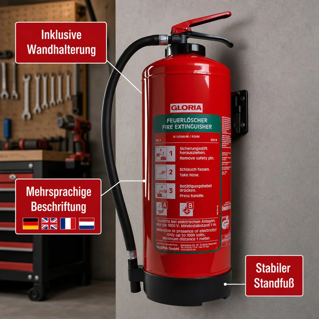 Feuerlöscher, Schaumlöscher - SDB 6, mit Wandhalter und Manometer