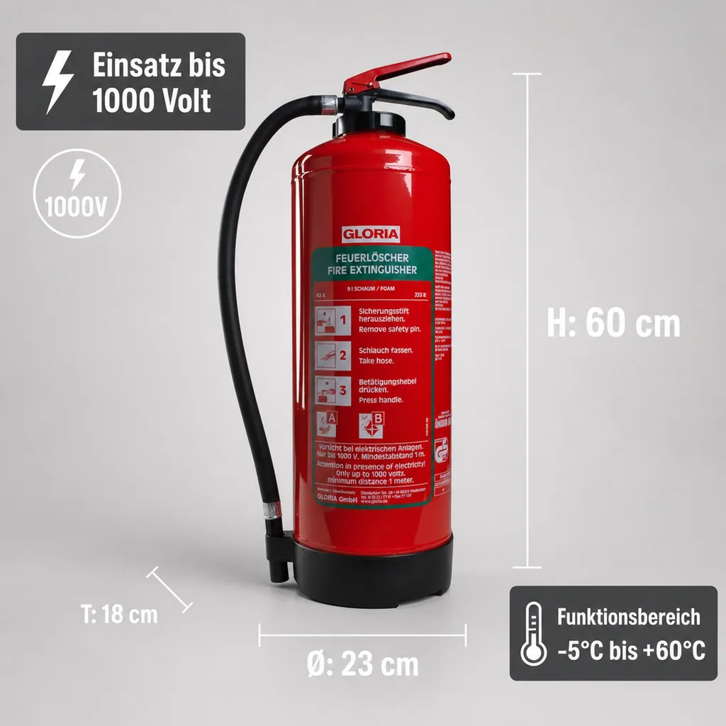 Feuerlöscher, Schaumlöscher - SDB 6, mit Wandhalter und Manometer