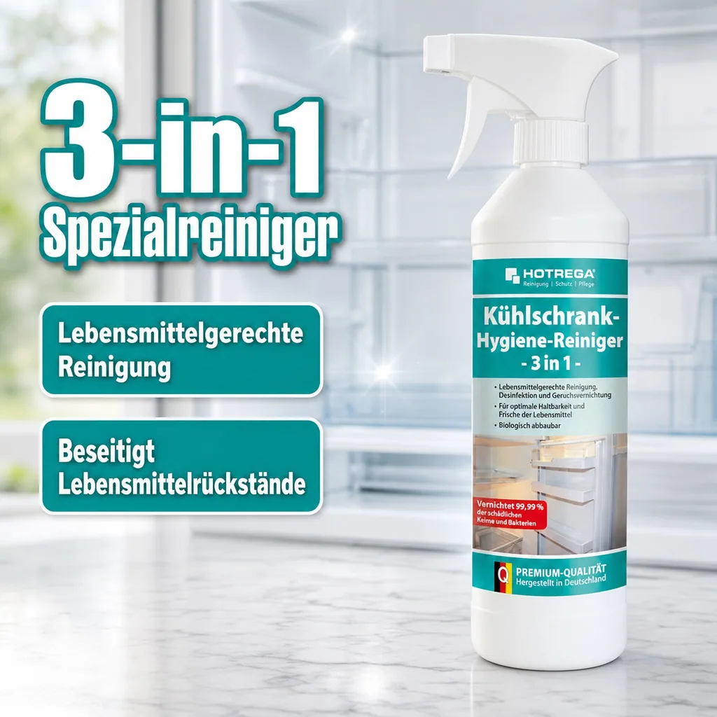 HOTREGA Kühlschrank Hygiene Reiniger 3 in 1 - 500 ml Sprühflasche