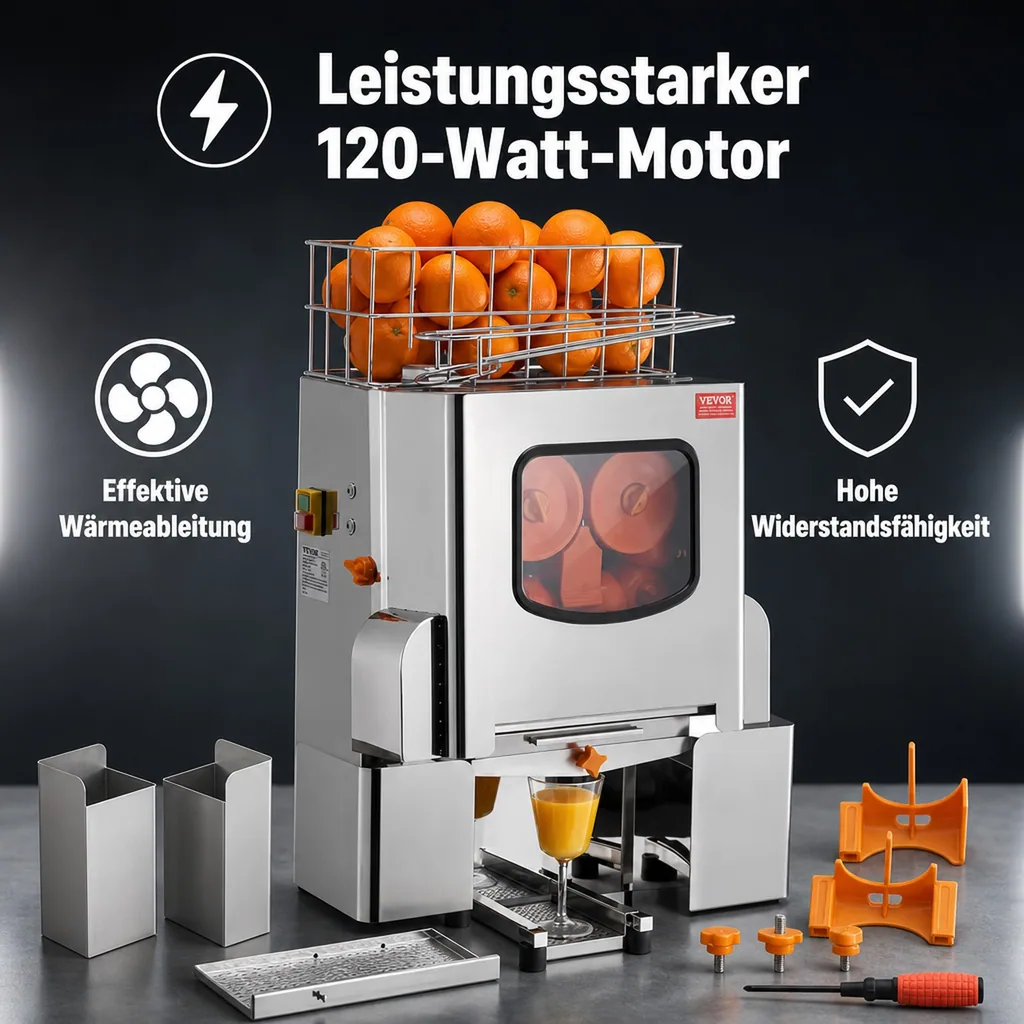Saftpresse, Zitruspresse, Orangenpresse - Edelstahl, Kommerziell, 49,5 x 32,0 x 78,0 cm