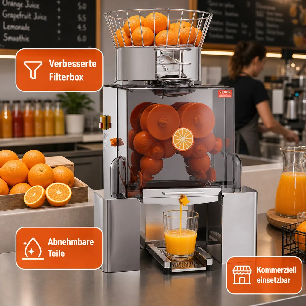 Saftpresse, Zitruspresse, Orangenpresse - Edelstahl, bis 25 Orangen pro Minute