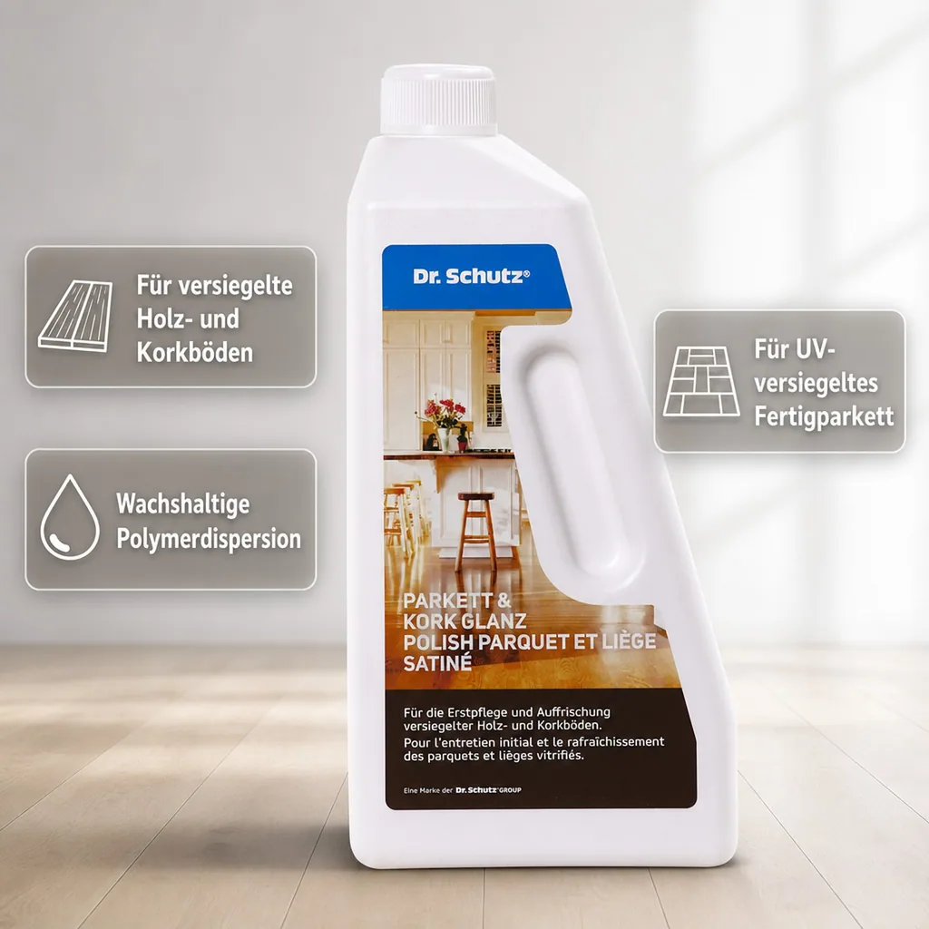DR. SCHUTZ Parkett & Kork Glanz 750ml reicht für ca. 30m²