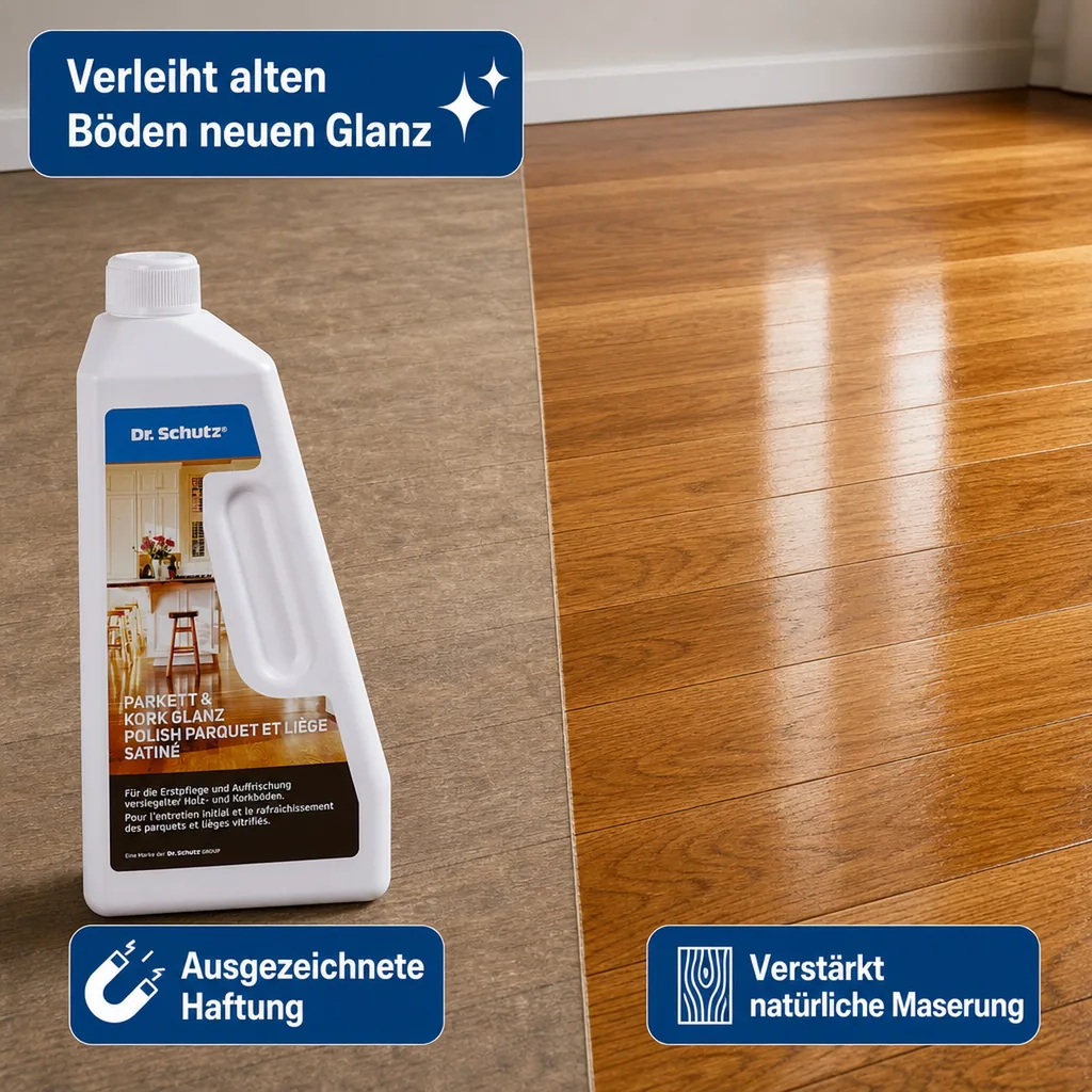 DR. SCHUTZ Parkett & Kork Glanz 750ml reicht für ca. 30m²