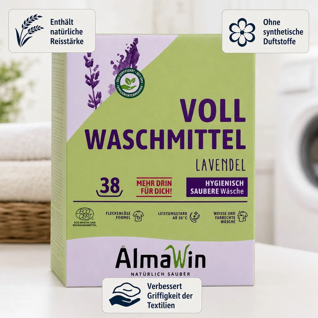 ALMAWIN Vollwaschmittel 2kg 36 Waschgänge