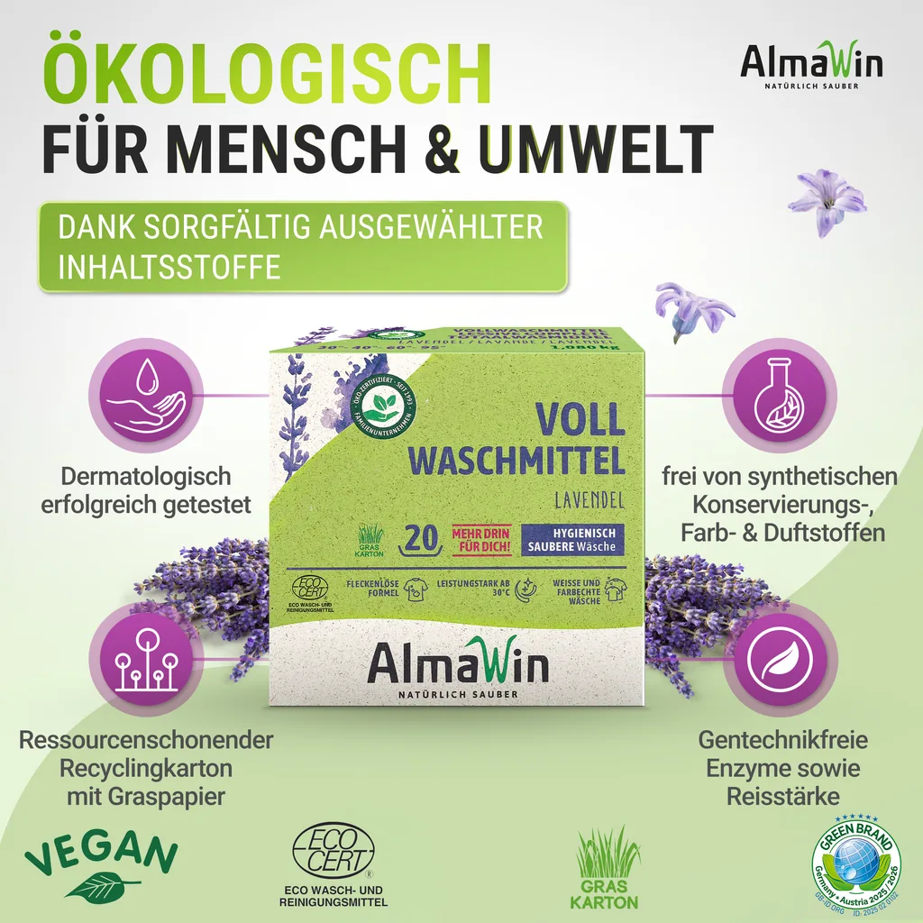 ALMAWIN Vollwaschmittel 1080g 19 Waschgänge