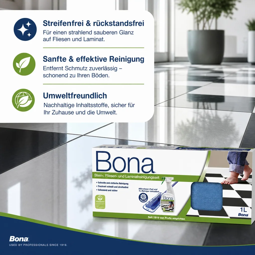 BONA Reinigungsset Fliesen + Laminat 4 teilig
