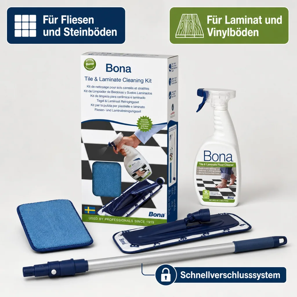 BONA Reinigungsset Fliesen + Laminat 4 teilig