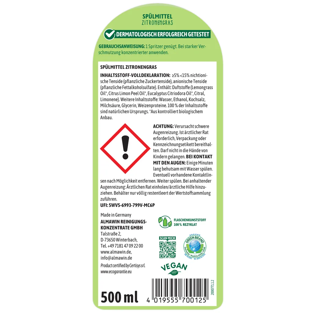 ALMAWIN Spülmittel Zitronengras 500ml
