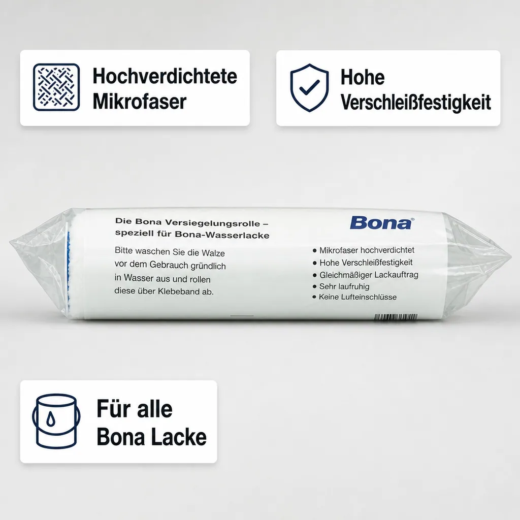 BONA Wasserlackrolle weiß Versiegelungsrolle 25cm Lackwalze 11mm