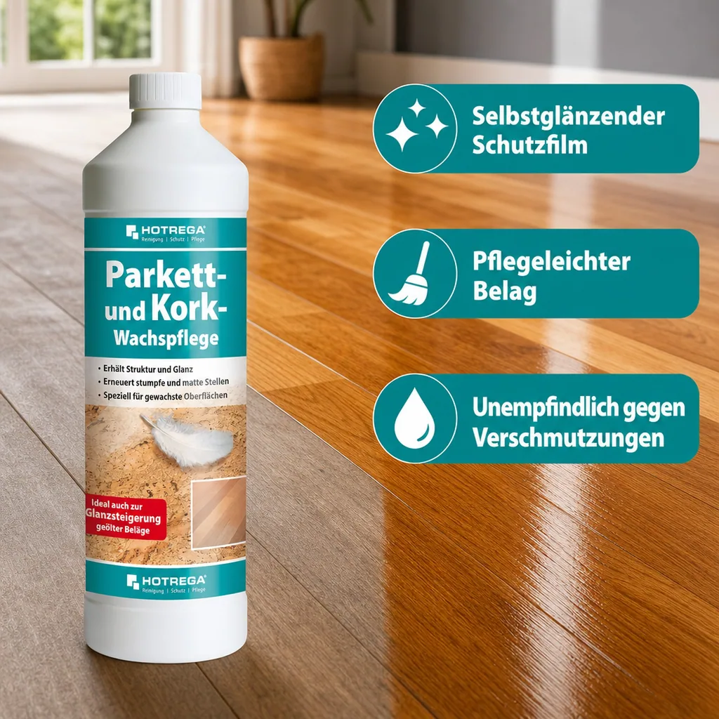 HOTREGA Parkett- und Kork Wachspflege 1 Liter Konzentrat