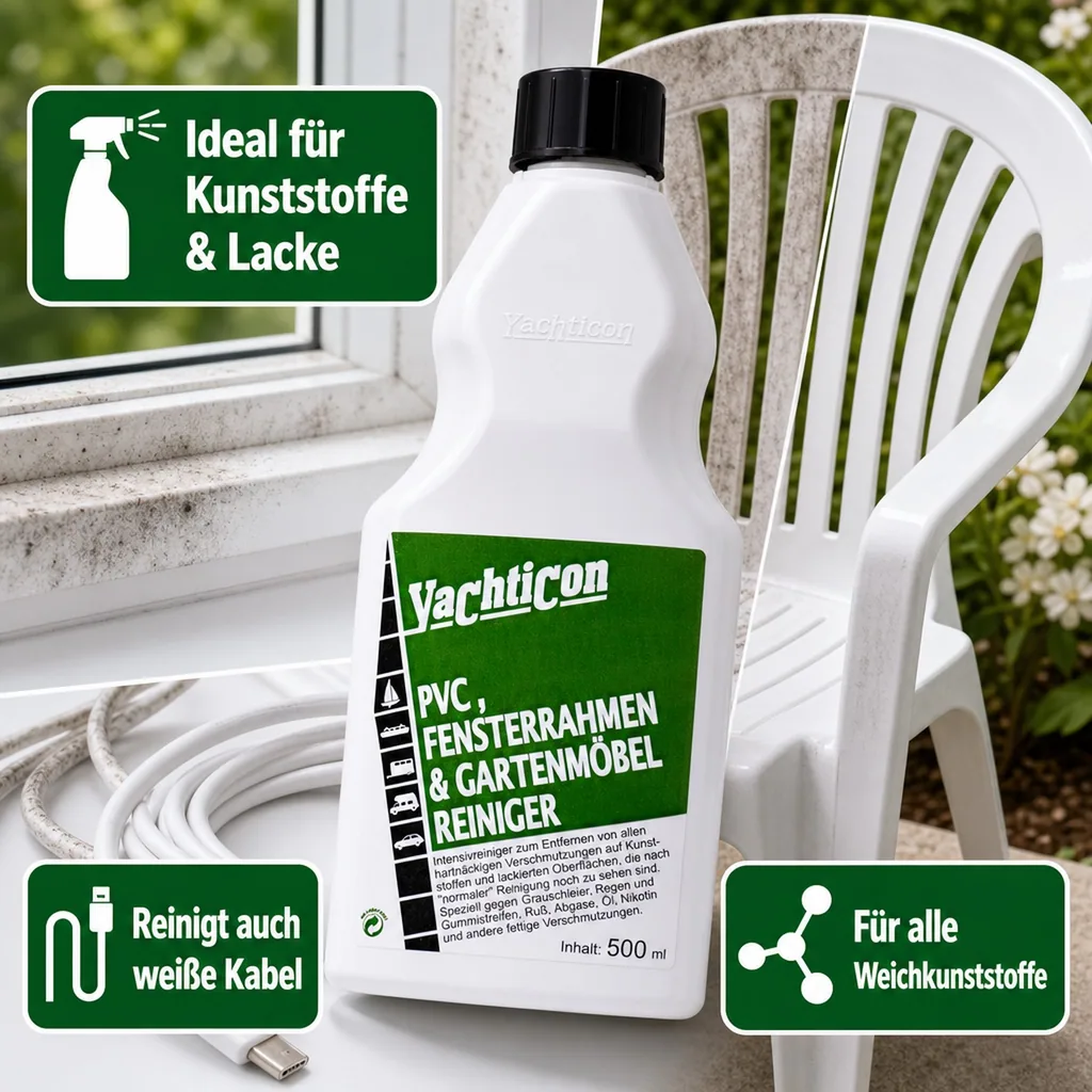 YACHTICON PVC Fensterrahmen & Gartenmöbel Reiniger 500 ml