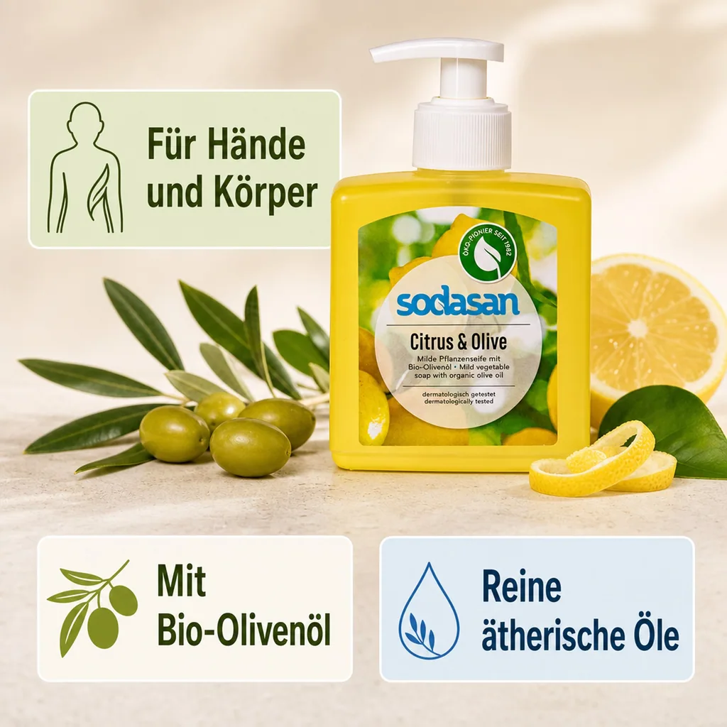 SODASAN Flüssigseife Liquid Citrus-Olive 300 ml Pflanzenseife