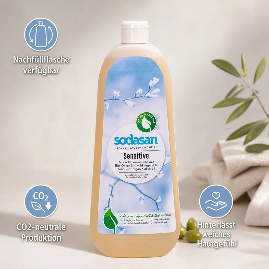 SODASAN Flüssigseife Liquid Sensitive 1 Liter Pflanzenseife
