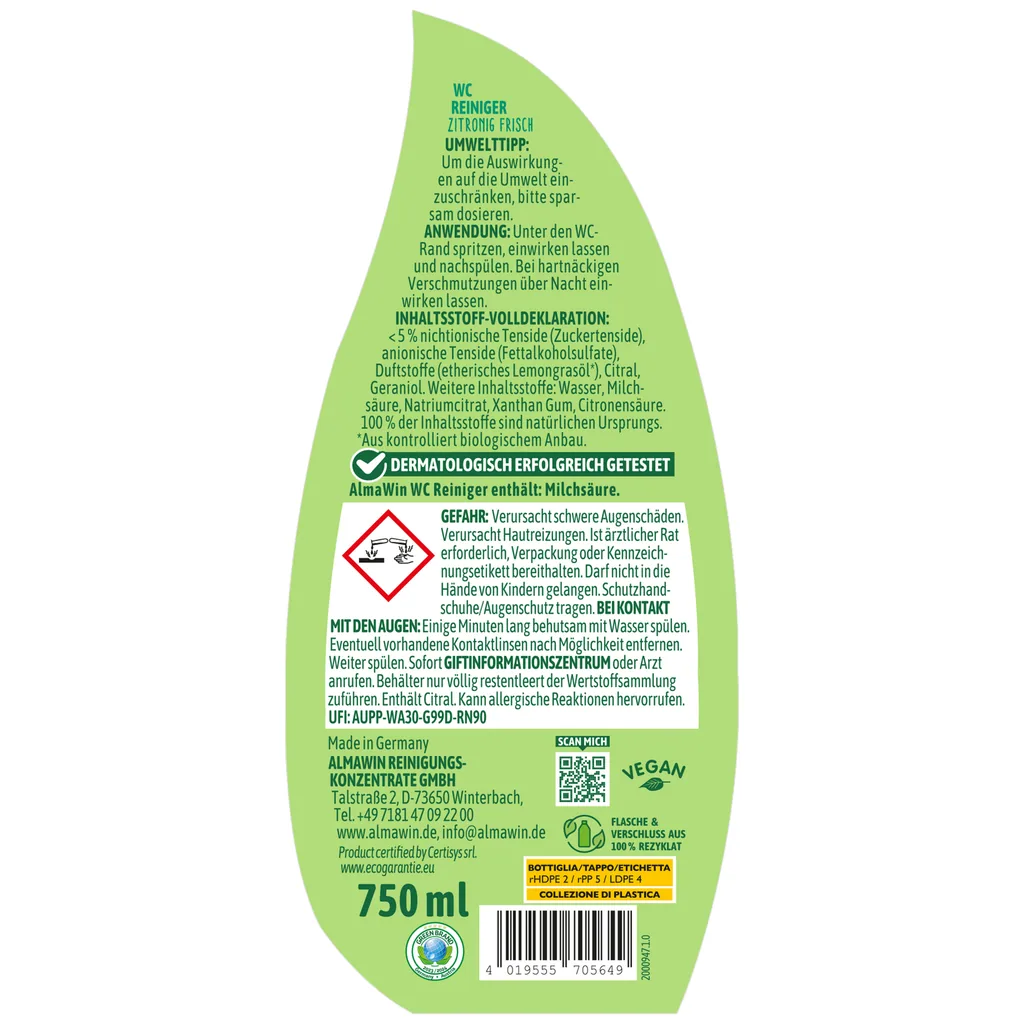 ALMAWIN WC Reiniger 750 ml zitronig frisch