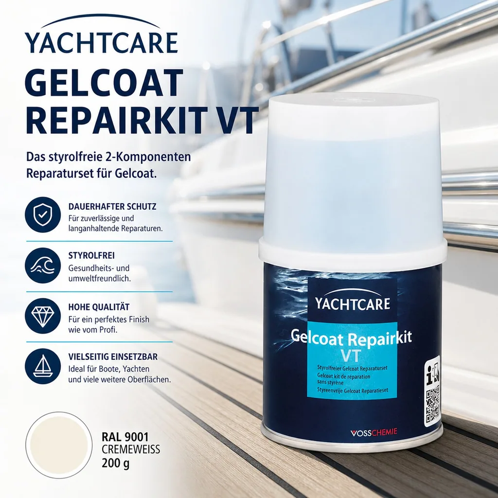 YACHTCARE Gelcoat VT Repair Kit RAL 9001 cremeweiß 200 g