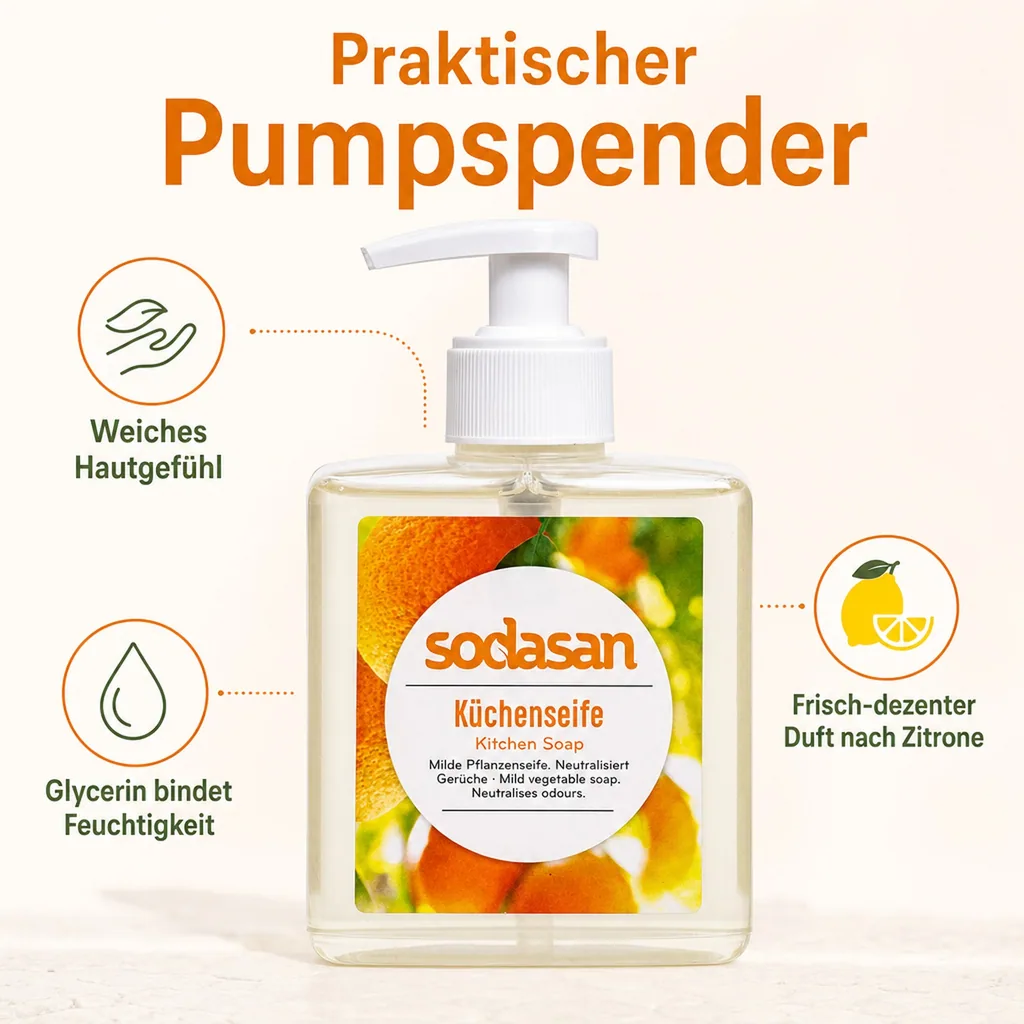 SODASAN Küchenseife 300 ml neutralisiert Gerüche