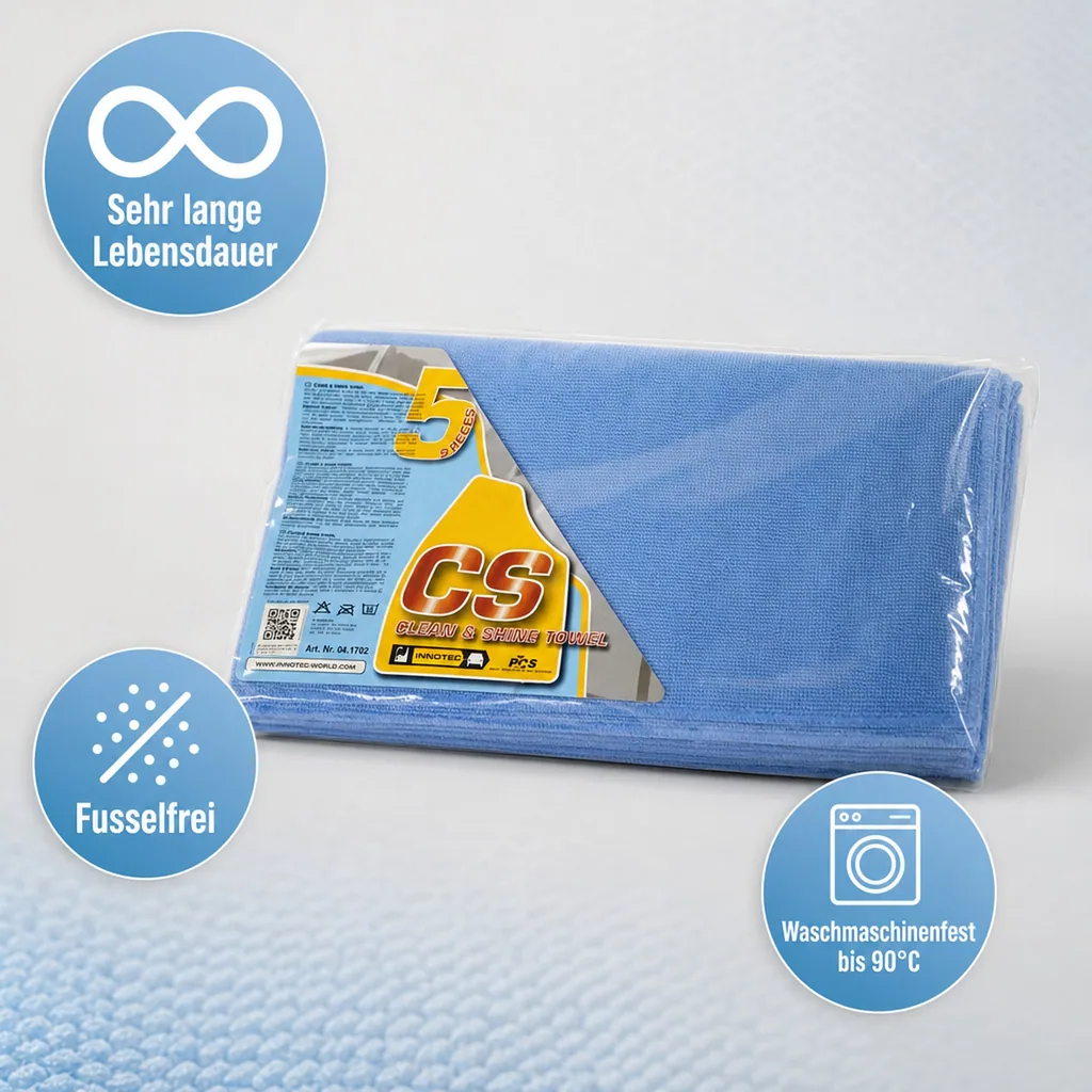 INNOTEC Clean and Shine Towels blau Poliertuch 5 Stck Packung