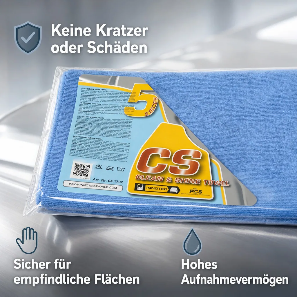 INNOTEC Clean and Shine Towels blau Poliertuch 5 Stck Packung